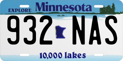 MN license plate 932NAS