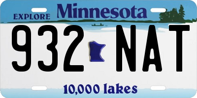 MN license plate 932NAT