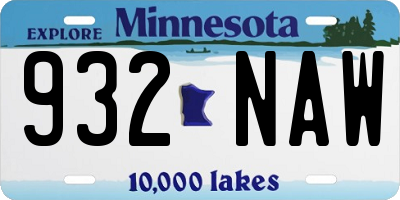 MN license plate 932NAW