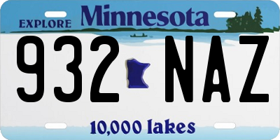 MN license plate 932NAZ