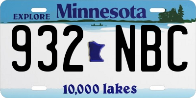 MN license plate 932NBC