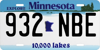 MN license plate 932NBE