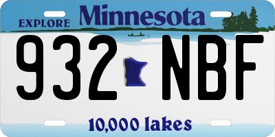MN license plate 932NBF