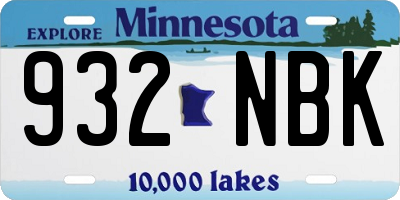 MN license plate 932NBK