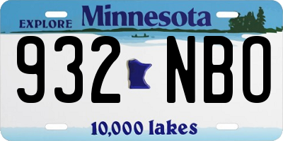 MN license plate 932NBO