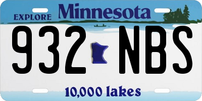 MN license plate 932NBS