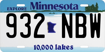 MN license plate 932NBW