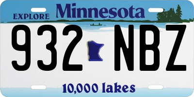 MN license plate 932NBZ