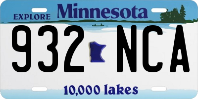 MN license plate 932NCA