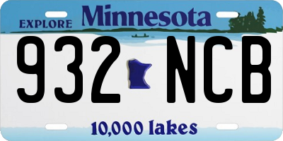 MN license plate 932NCB