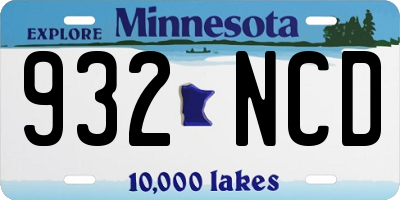 MN license plate 932NCD