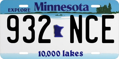 MN license plate 932NCE