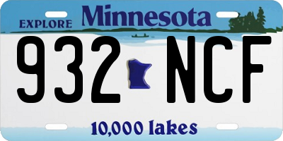 MN license plate 932NCF