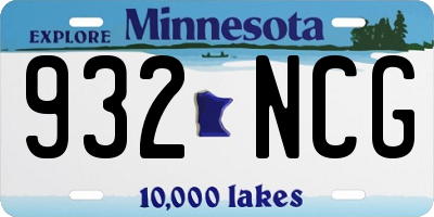 MN license plate 932NCG