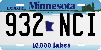 MN license plate 932NCI