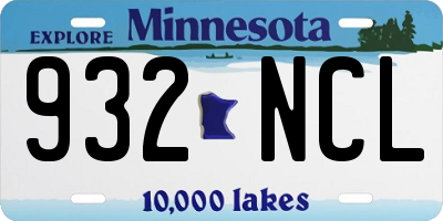 MN license plate 932NCL