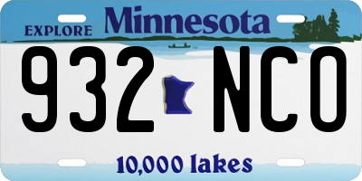 MN license plate 932NCO