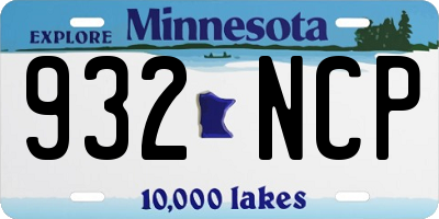 MN license plate 932NCP