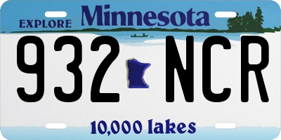 MN license plate 932NCR