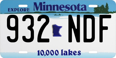 MN license plate 932NDF
