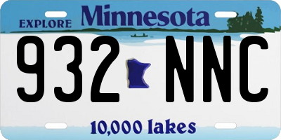 MN license plate 932NNC