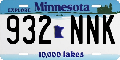 MN license plate 932NNK