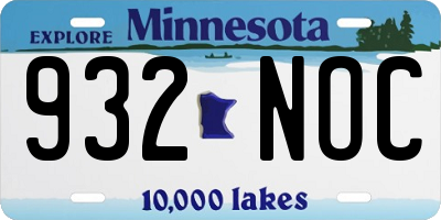 MN license plate 932NOC