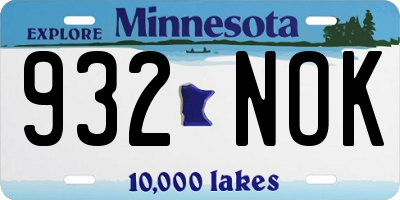 MN license plate 932NOK