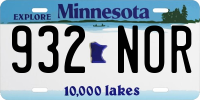 MN license plate 932NOR