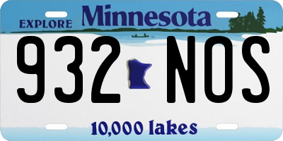 MN license plate 932NOS