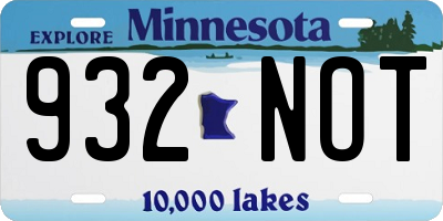 MN license plate 932NOT