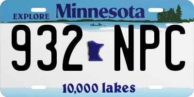 MN license plate 932NPC
