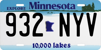 MN license plate 932NYV