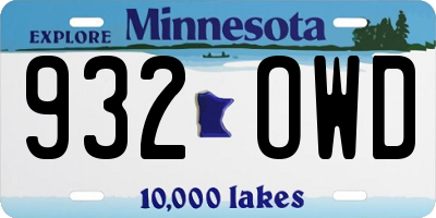 MN license plate 932OWD