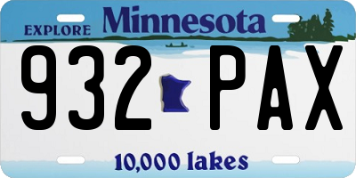MN license plate 932PAX
