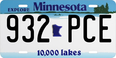 MN license plate 932PCE
