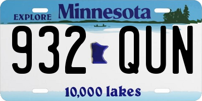 MN license plate 932QUN