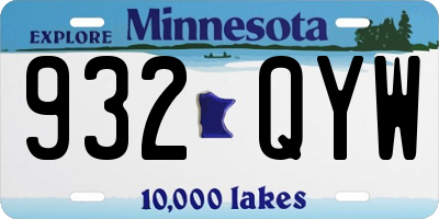MN license plate 932QYW