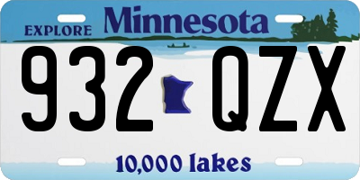 MN license plate 932QZX