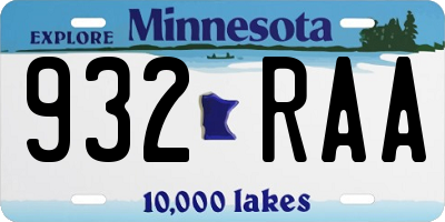 MN license plate 932RAA