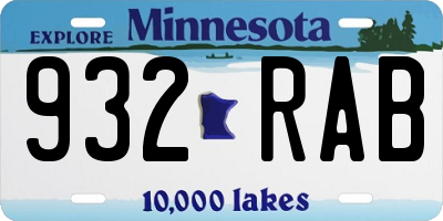 MN license plate 932RAB