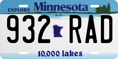 MN license plate 932RAD