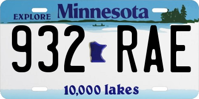 MN license plate 932RAE