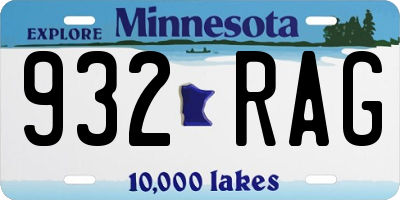 MN license plate 932RAG