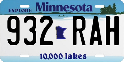 MN license plate 932RAH