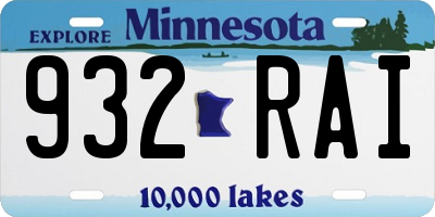 MN license plate 932RAI
