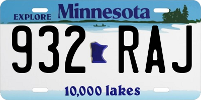 MN license plate 932RAJ