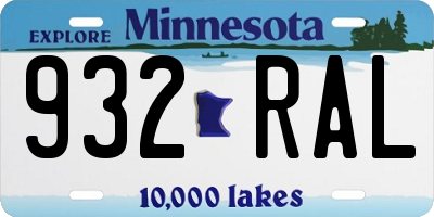 MN license plate 932RAL