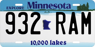MN license plate 932RAM