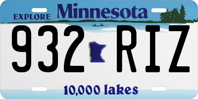 MN license plate 932RIZ